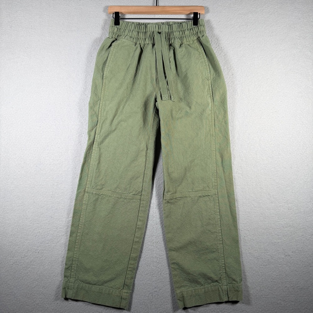 Everlane Organic Cotton Fatigue Pants Green XS Elastic Waist Utility Straight